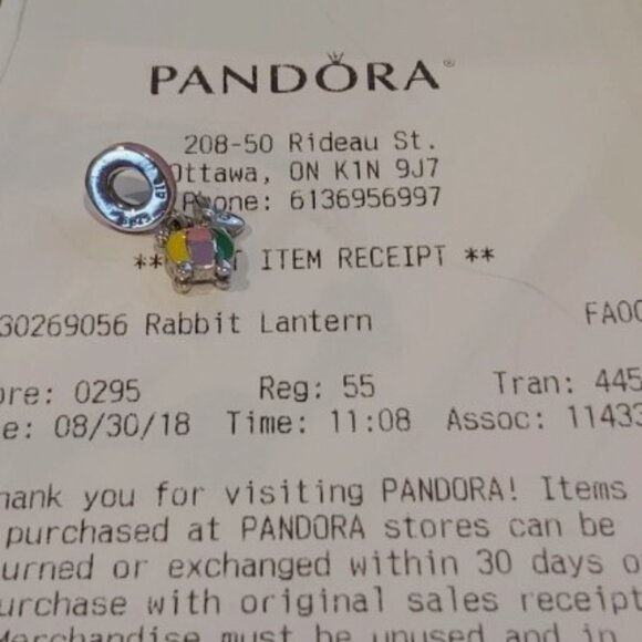 Auth PANDORA *RETIRED* Sterling Silver Rabbit Lantern Enamel Charm 797603ENMX - Picture 10 of 11